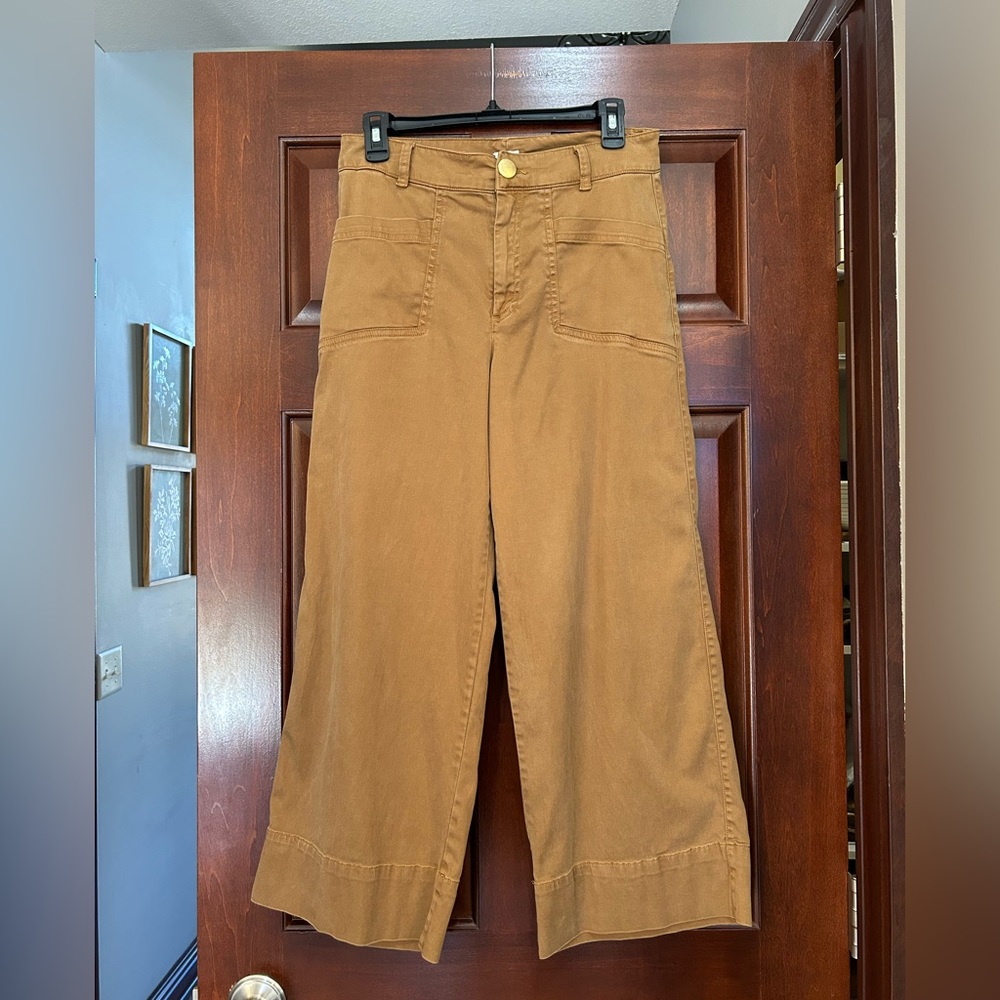Joie Camel Wide Leg Crop Pants High Rise Utility Style‎ Size 6